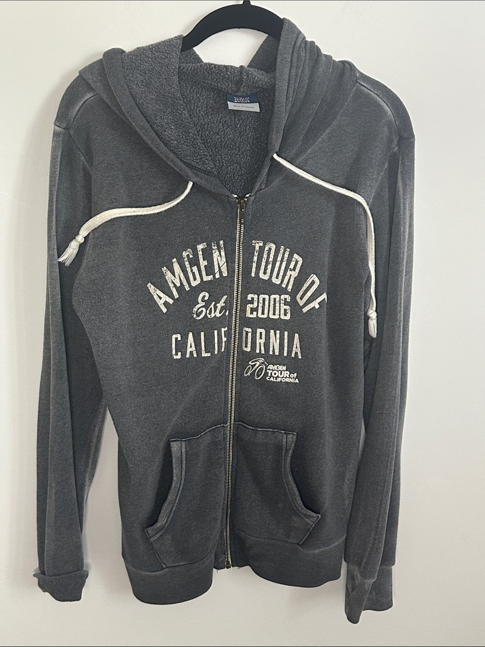 Amgen Tour of California Weathered Charcoal Gray Zip-Up Hoodie Size Large